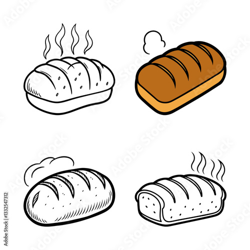 freshly baked bread icon. warm loaf of bread vector. steaming bread illustration.
