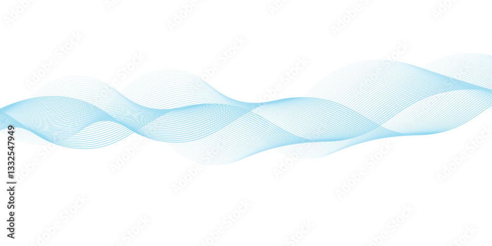 Abstract vector background with blue wavy lines. Blue wave background. Blue lines vector illustration. Curved wave. Abstract wave element.	