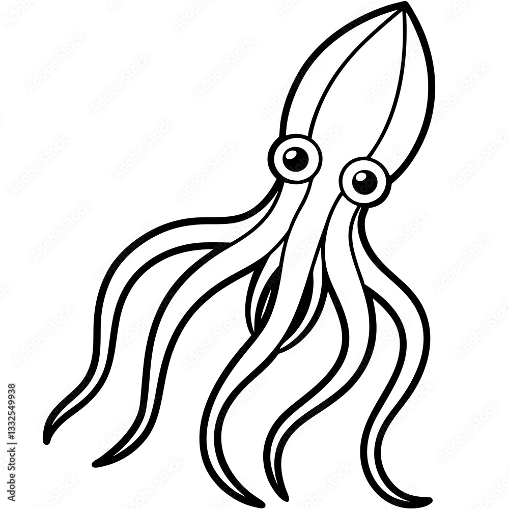 Minimalist Squid Line Art Vector Minimalist Squid Line Art Vector