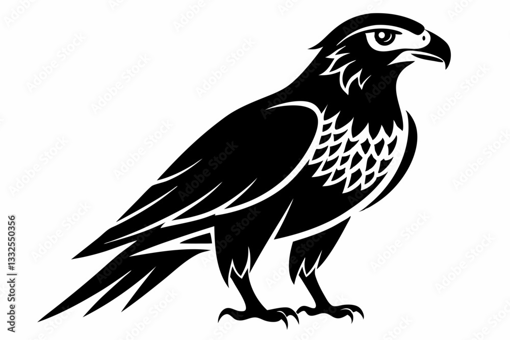 Obraz premium buzzard bird line art silhouette vector illustration