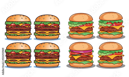 illustration featuring a collection of burger icons