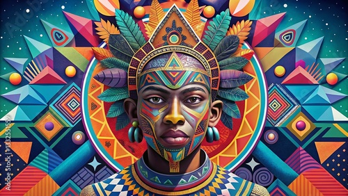 Vibrant African Tribal Art: Hand-Drawn Patterns & Symbols, Colorful Ethnic Design Elements