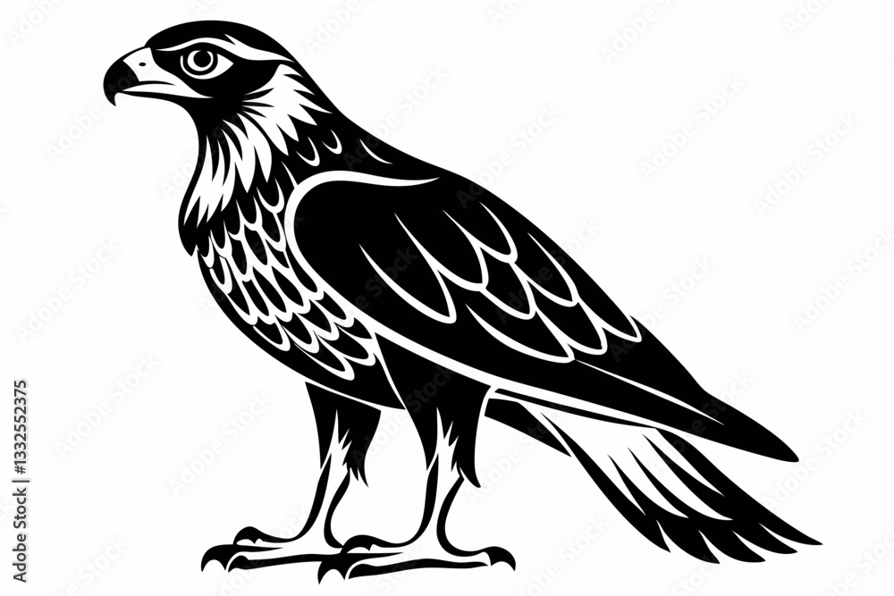 Fototapeta premium harrier bird line art silhouette vector illustration