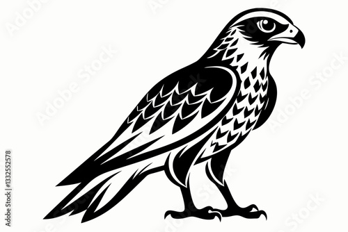 harrier bird line art silhouette vector illustration