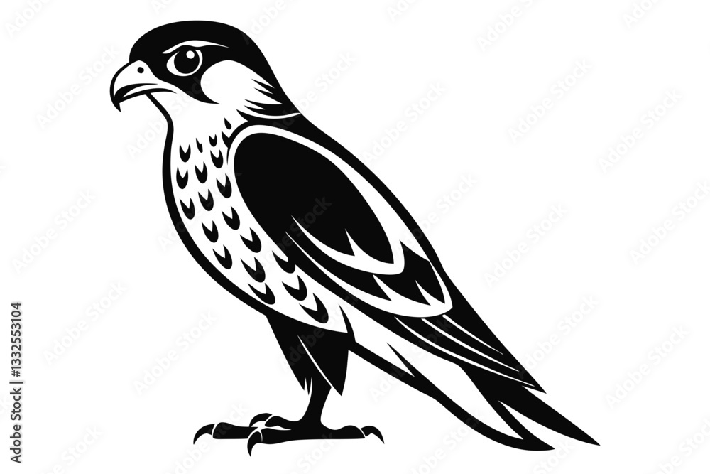 kestrel bird line art silhouette vector illustration