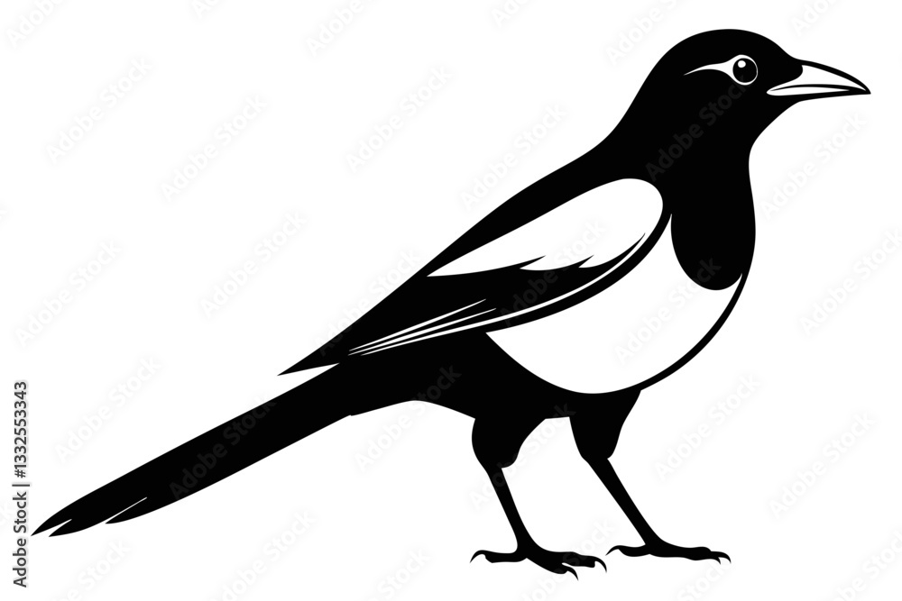 magpie line art silhouette vector illustration magpie line art silhouette vector illustration