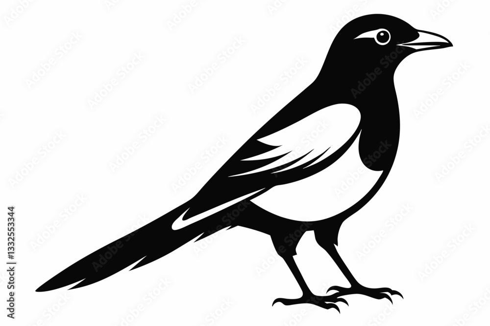 magpie line art silhouette vector illustration magpie line art silhouette vector illustration