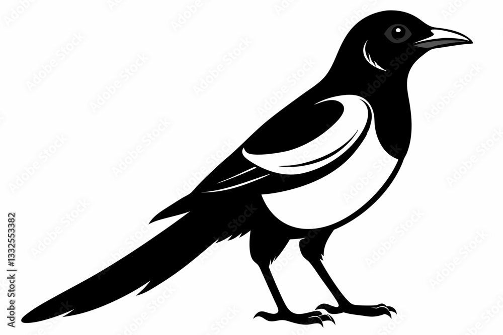 Obraz premium magpie line art silhouette vector illustration