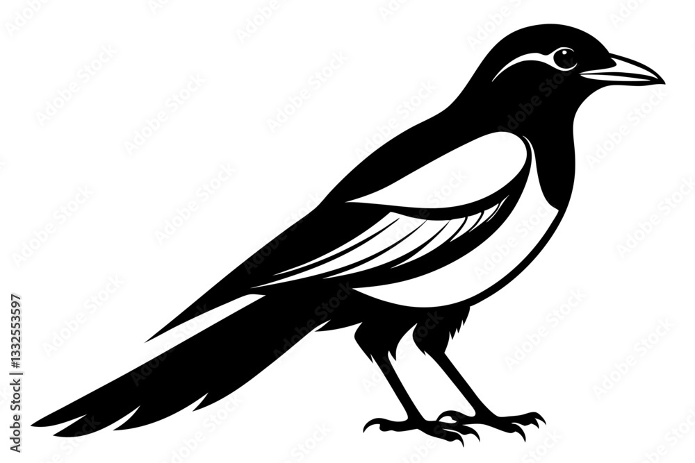 magpie line art silhouette vector illustration magpie line art silhouette vector illustration