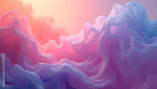 Ethereal Liquid Wave with Bokeh Dreamy Abstract Digital Art Background