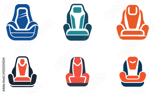 Colorful Collection of Child Safety Seats and Car Seats
