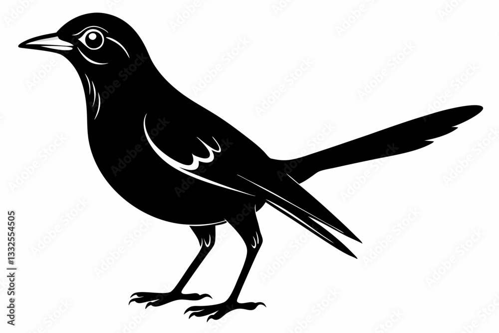 Naklejka premium mockingbird line art silhouette vector illustration