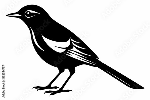 mockingbird line art silhouette vector illustration