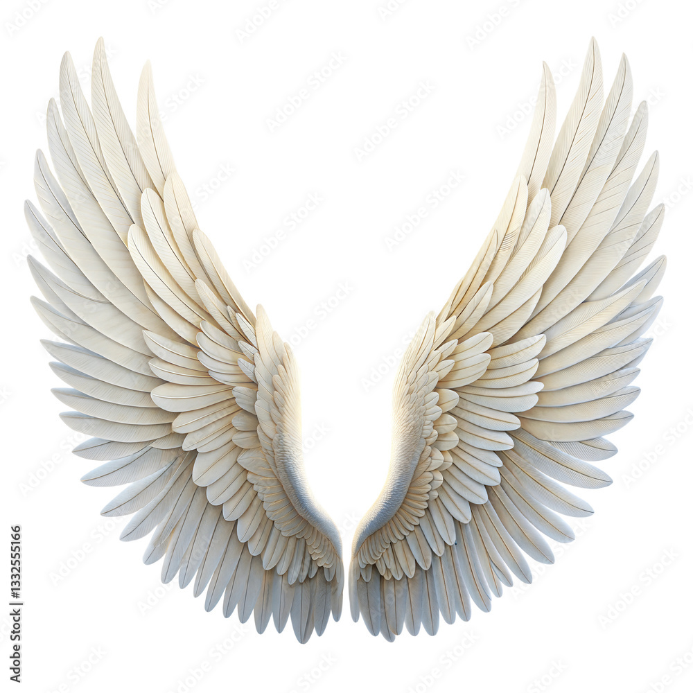 Fototapeta premium majestic white wings spread wide a symbol isolated on a white background png