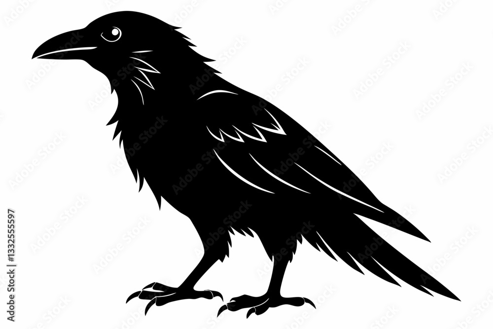 Fototapeta premium raven line art silhouette vector illustration