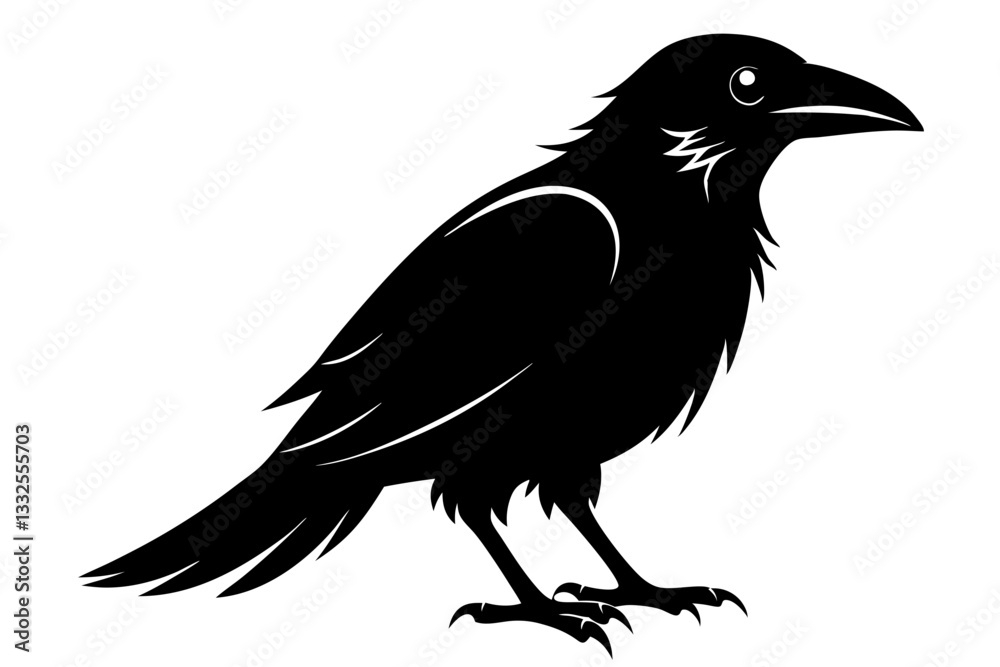 Fototapeta premium raven line art silhouette vector illustration