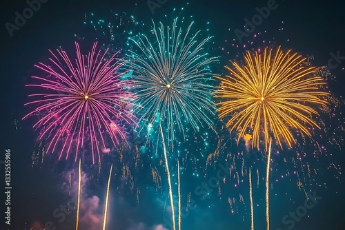 Colorful Fireworks Celebration Night Sky10