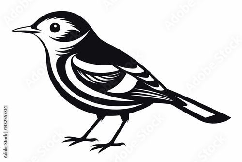 Obraz na plátně warbler bird line art silhouette vector illustration