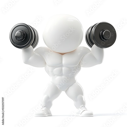 Strength Unleashed: A stylized character embodies peak physical prowess, powerfully lifting dumbbells in a display of strength and determination