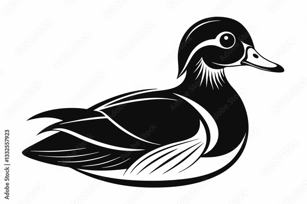 wood duck line art silhouette vector illustration wood duck line art silhouette vector illustration