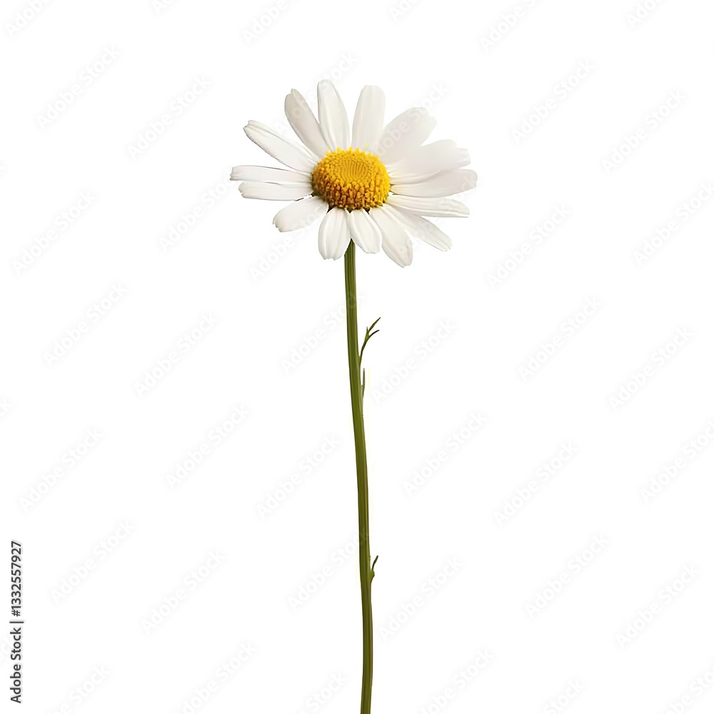Daisy's Delicate Dance: A single, pristine daisy stands tall with its radiant yellow center and pure white petals. A symbol of simplicity and beauty, evoking feelings of purity and new beginnings. Daisy's Delicate Dance: A single, pristine daisy stands tall with its radiant yellow center and pure white petals. A symbol of simplicity and beauty, evoking feelings of purity and new beginnings.