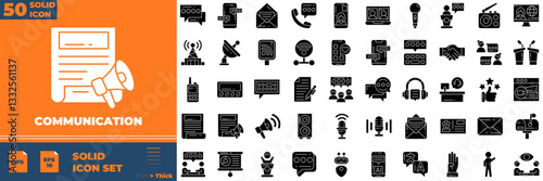 Communication Solid Editable Icons set. Vector illustration in modern thin solid style of communication icons: Career, Success, Brainstorm, Freelance, etc