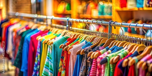 Wallpaper Mural Vibrant Boutique Clothing Rack: Tilt-Shift Miniatures, Colorful Fashion Display Torontodigital.ca