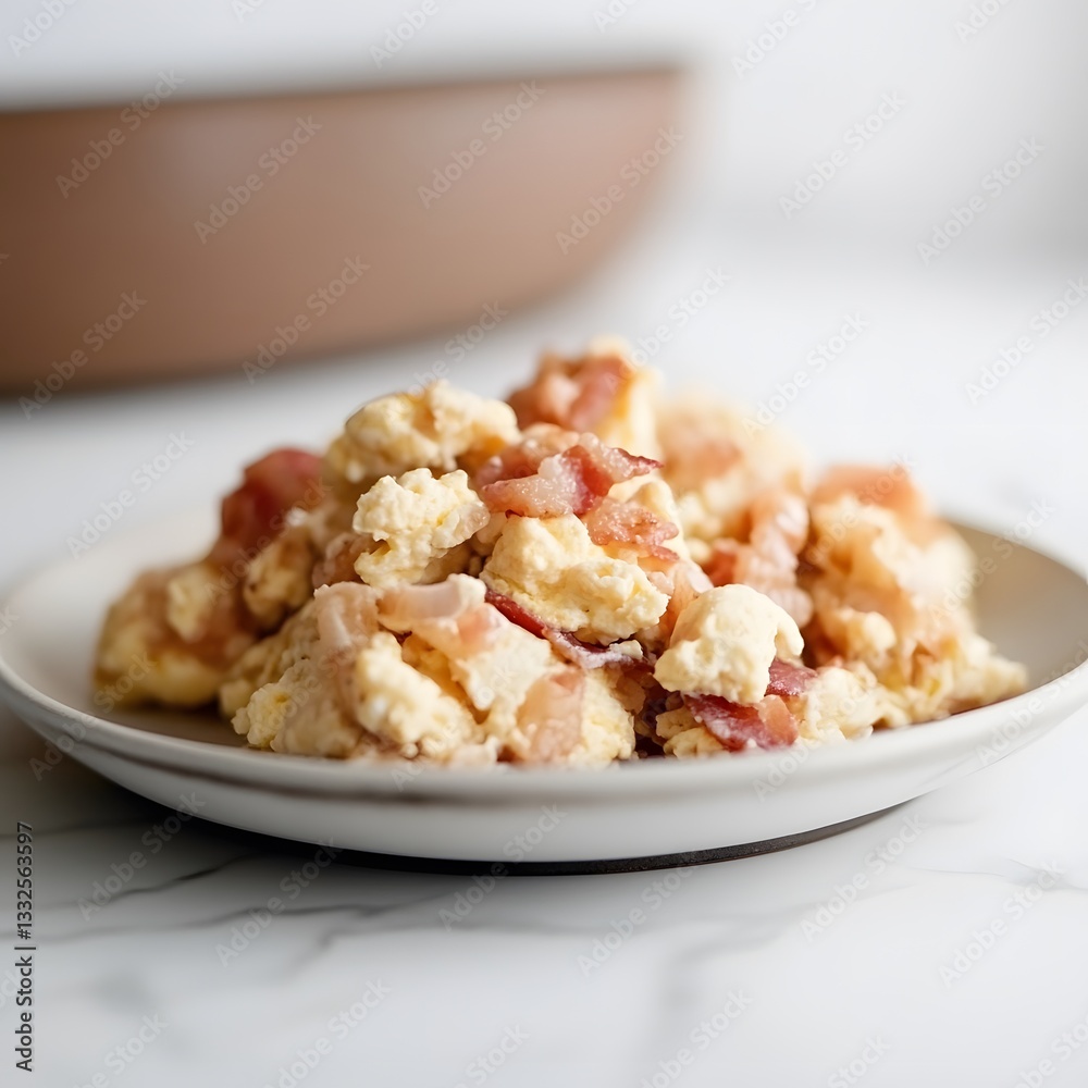 Delicious Scrambled Eggs with Crispy Bacon Breakfast Food Delicious Scrambled Eggs with Crispy Bacon Breakfast Food