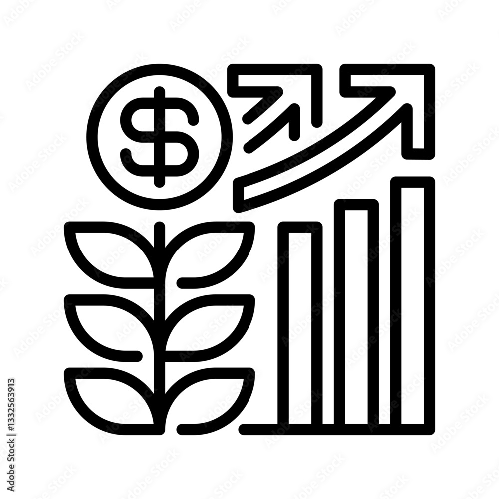 Revenue Growth line icon. linear style sign for mobile concept and web design. Outline vector icon. Symbol, logo illustration. Vector graphic Revenue Growth line icon. linear style sign for mobile concept and web design. Outline vector icon. Symbol, logo illustration. Vector graphic