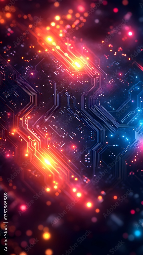Intricate Vibrant Circuit Board Design Symbolizing Connectivity and Technology Intricate Vibrant Circuit Board Design Symbolizing Connectivity and Technology