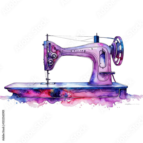 Vintage Sewing Machine with Galaxy Design