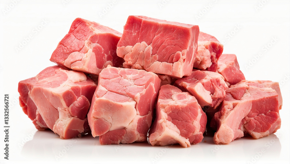 Frozen Meat Chunk Isolated on White for Culinary Preparation Frozen Meat Chunk Isolated on White for Culinary Preparation
