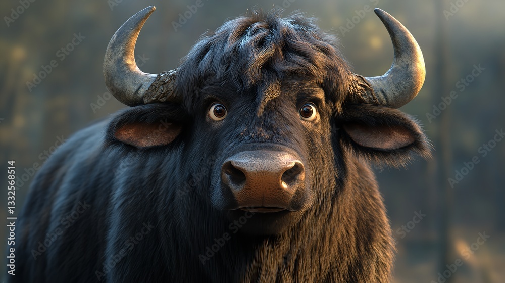 Naklejka premium Cute buffalo clipart design illustration