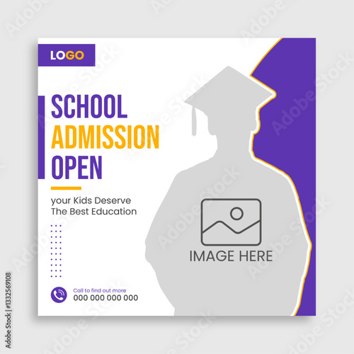 School education admission social media post vector template.