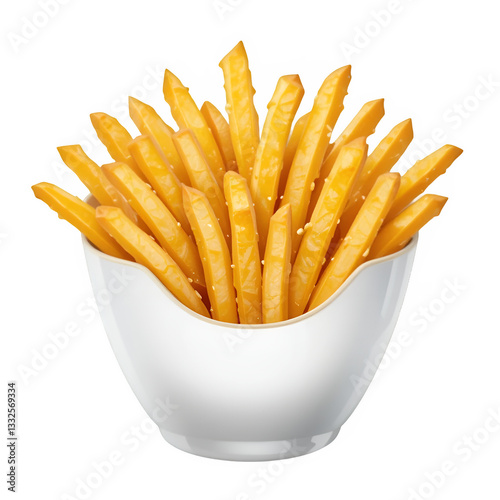 Papas frit as dorados an vase de vibrio con fond banco concept minimalist isolated on a transparent background photo