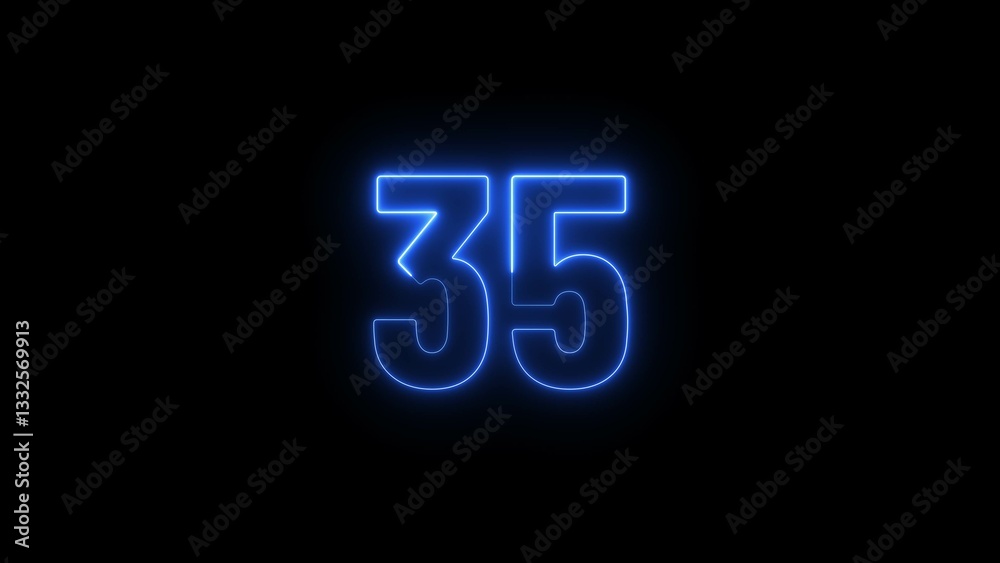 Abstract glowing neon business 35 number concept illustration background.