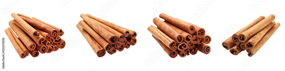 Collection of cinnamon sticks close-up isolated on transparent background Collection of cinnamon sticks close-up isolated on transparent background