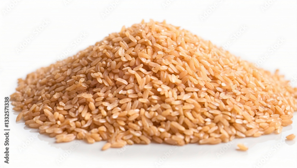 Nutritious Pile of Brown Rice Isolated on White for Healthy Meals Nutritious Pile of Brown Rice Isolated on White for Healthy Meals