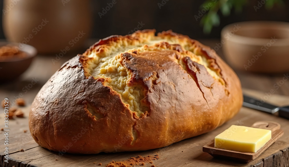 Rustic Artisan Bread with Butter Rustic Artisan Bread with Butter