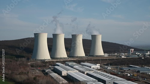 Cooling towers of nuclear power plant Mochovce. Slovakia.
