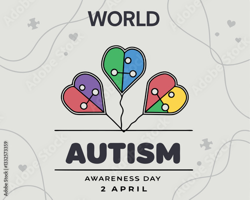 World Autism Awareness Day: Colorful Heart Puzzle Design for April 2nd