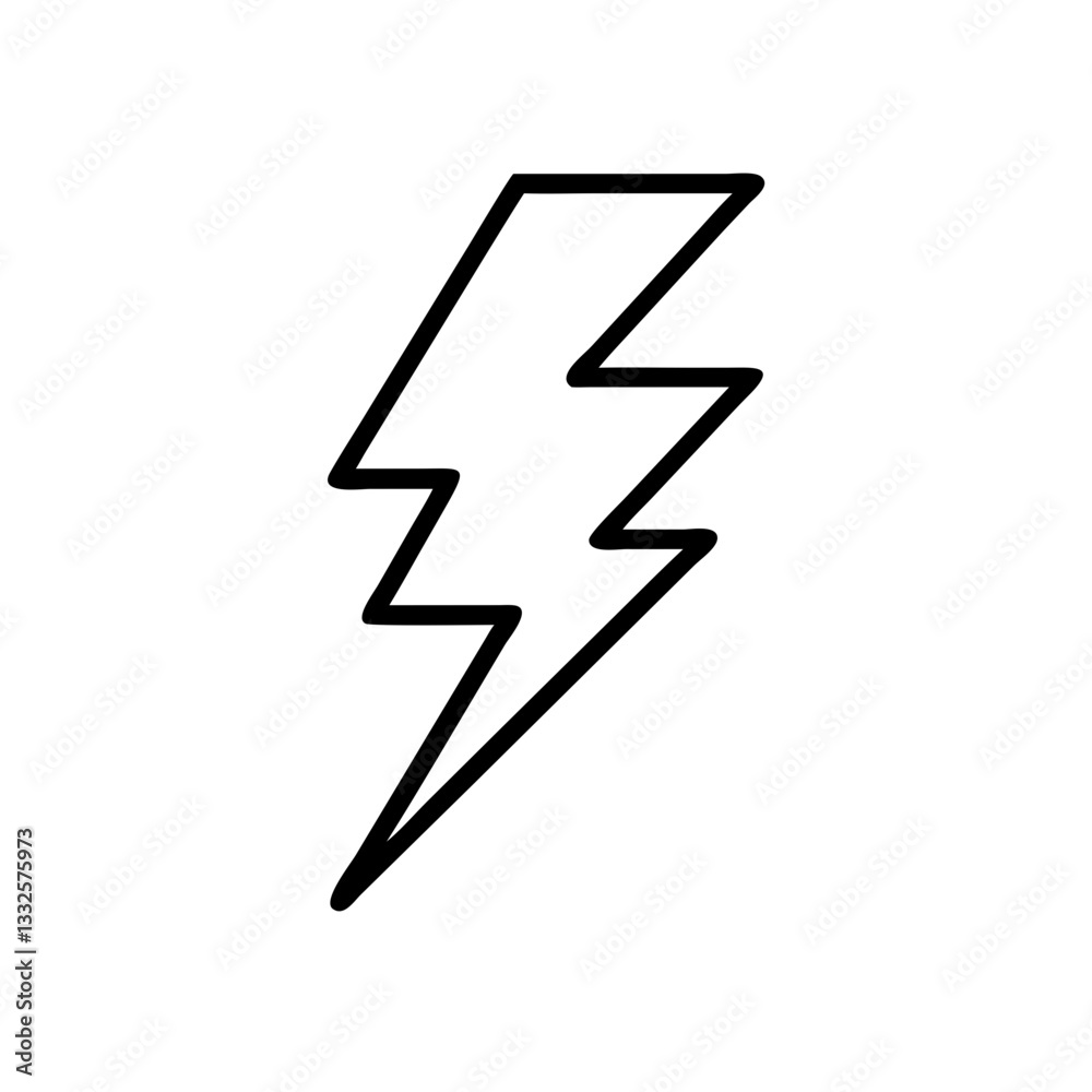Lightning bolt icon in black and white Lightning bolt icon in black and white