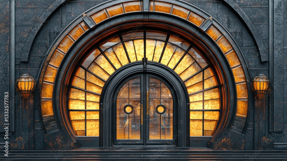 Fototapeta premium Art Deco Entrance: A Grand Architectural Masterpiece