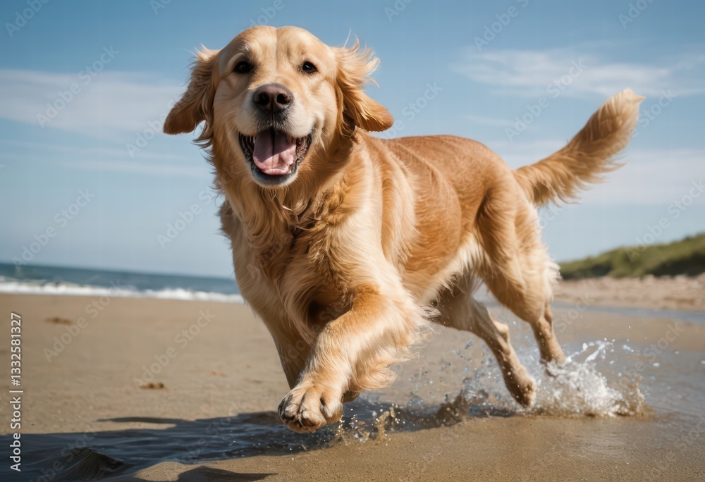 golden retriever dog running on a beach golden retriever dog running on a beach