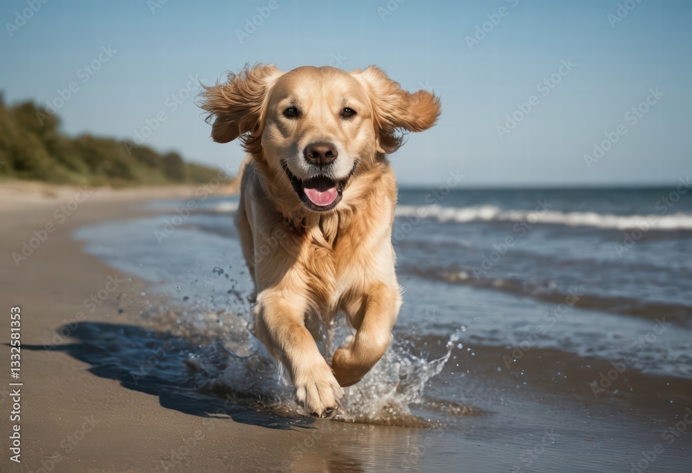 golden retriever dog running on a beach golden retriever dog running on a beach