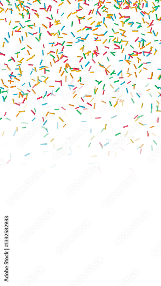 Fototapeta premium colorful birthday sprinkles falling isolated on transparent background,png happy birthday and party celebration vertical social media design element