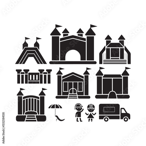 Set of house and building vector illustrations in a cityscape design