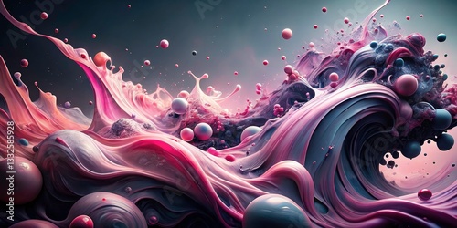 Abstract Pink Black Paint Splatter Background - Surreal Art Photography