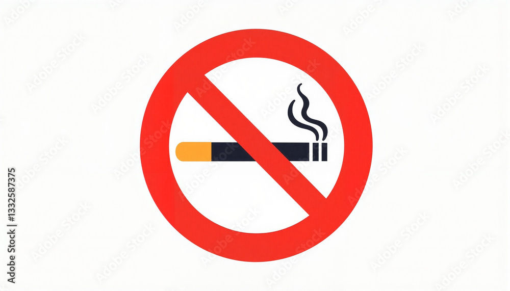 No Smoking Sign with Bold Red Circle and Diagonal Line, health warning No Smoking Sign with Bold Red Circle and Diagonal Line, health warning