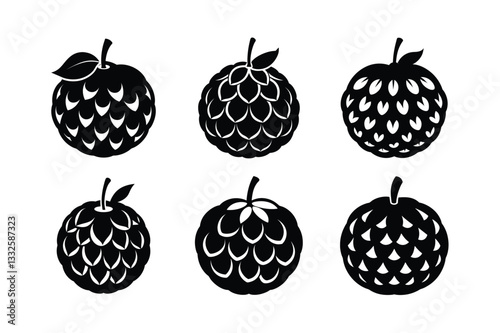 Custard Apple – Annona reticulata silhouette vector illustration